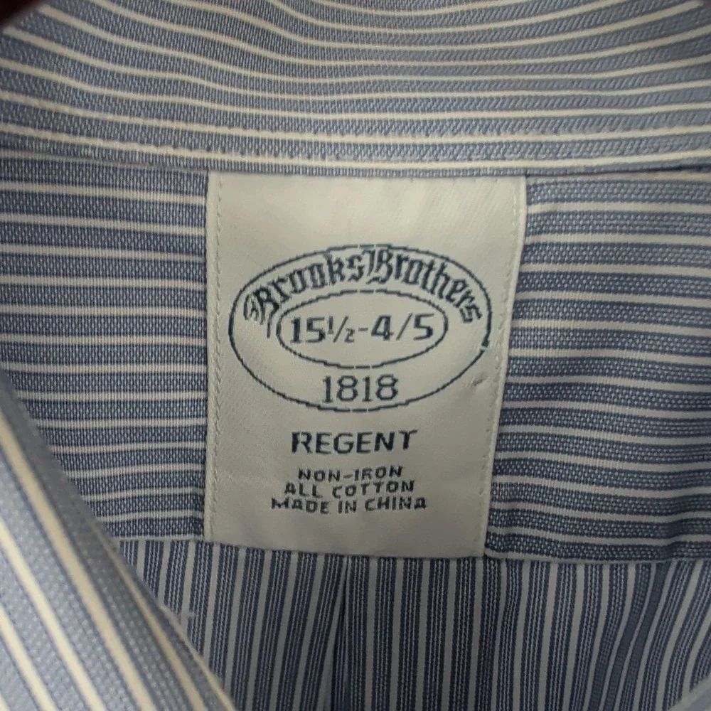 Brooks Brothers‎ Regent Striped Classic Button-Up Dress Shirt Blue Sz 15.5 4/5
